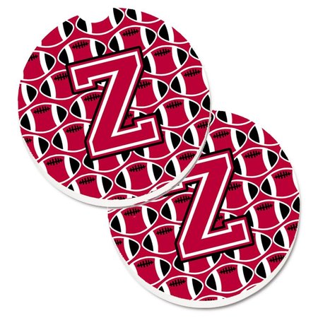 CAROLINES TREASURES Letter Z Football Crimson and White Set of 2 Cup Holder Car Coaster CJ1079-ZCARC